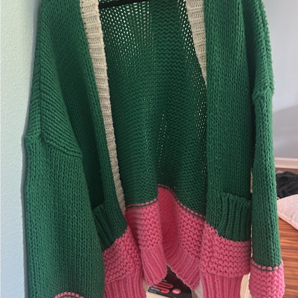 Green and Pink Women's Sweater